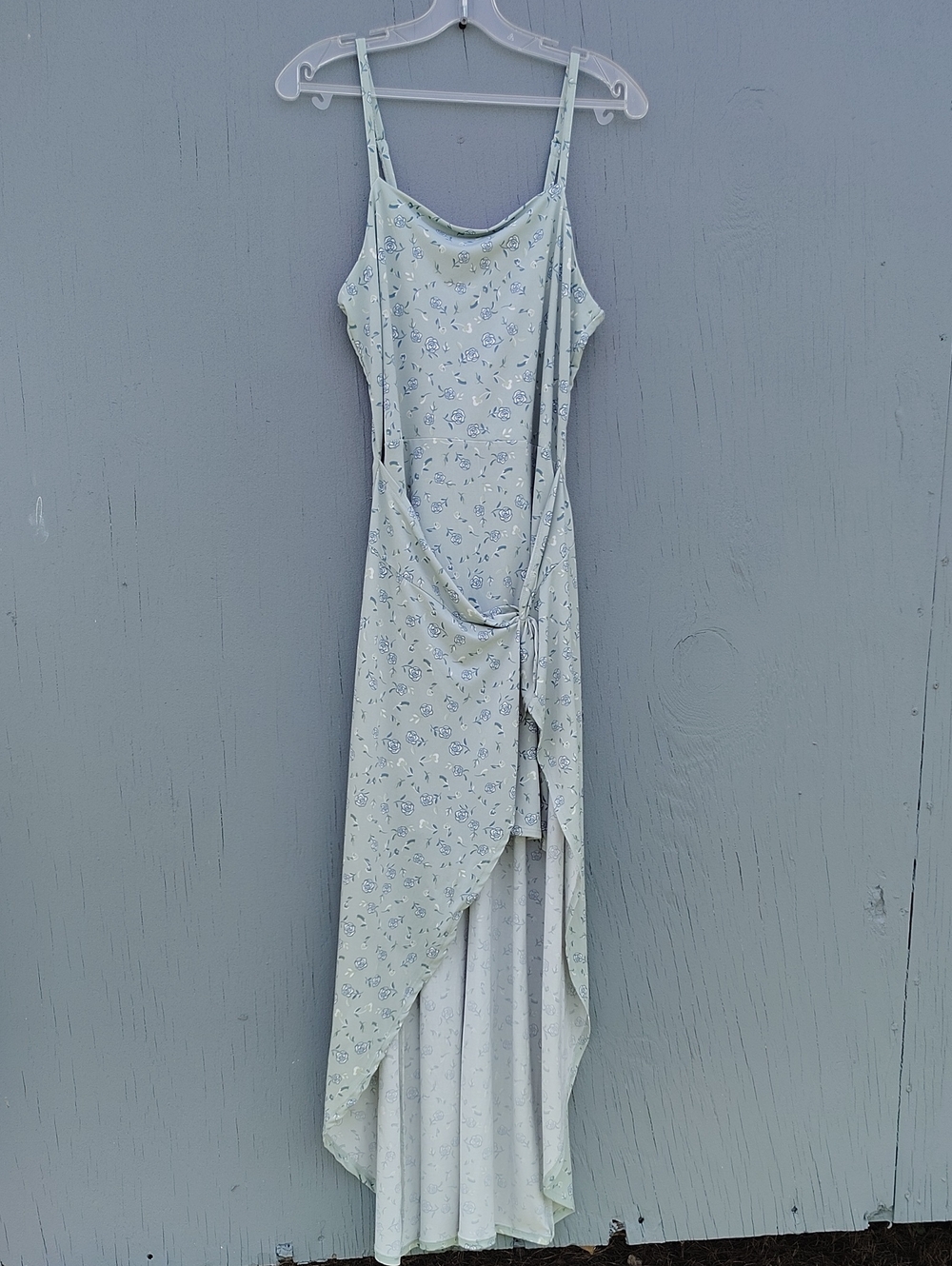 No Boundaries Womens Dress Size L(11-13) Mint Green Floral Squareneck ThinStraps